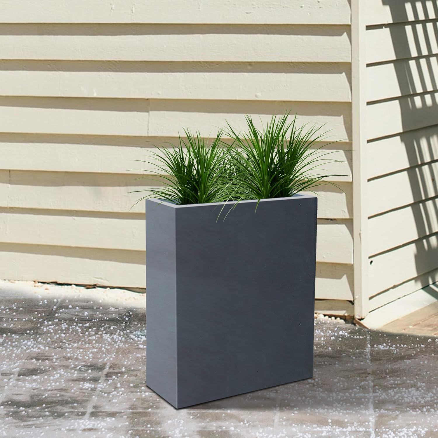 Kante RF0111A-C60121 Lightweight Concrete Modern Long & High Rectangle Planter, Charcoal
