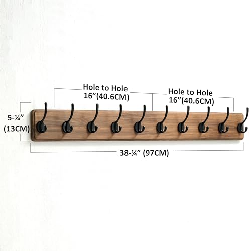 Dseap Coat Rack Wall Mounted: 10 Hooks, 38-1/4