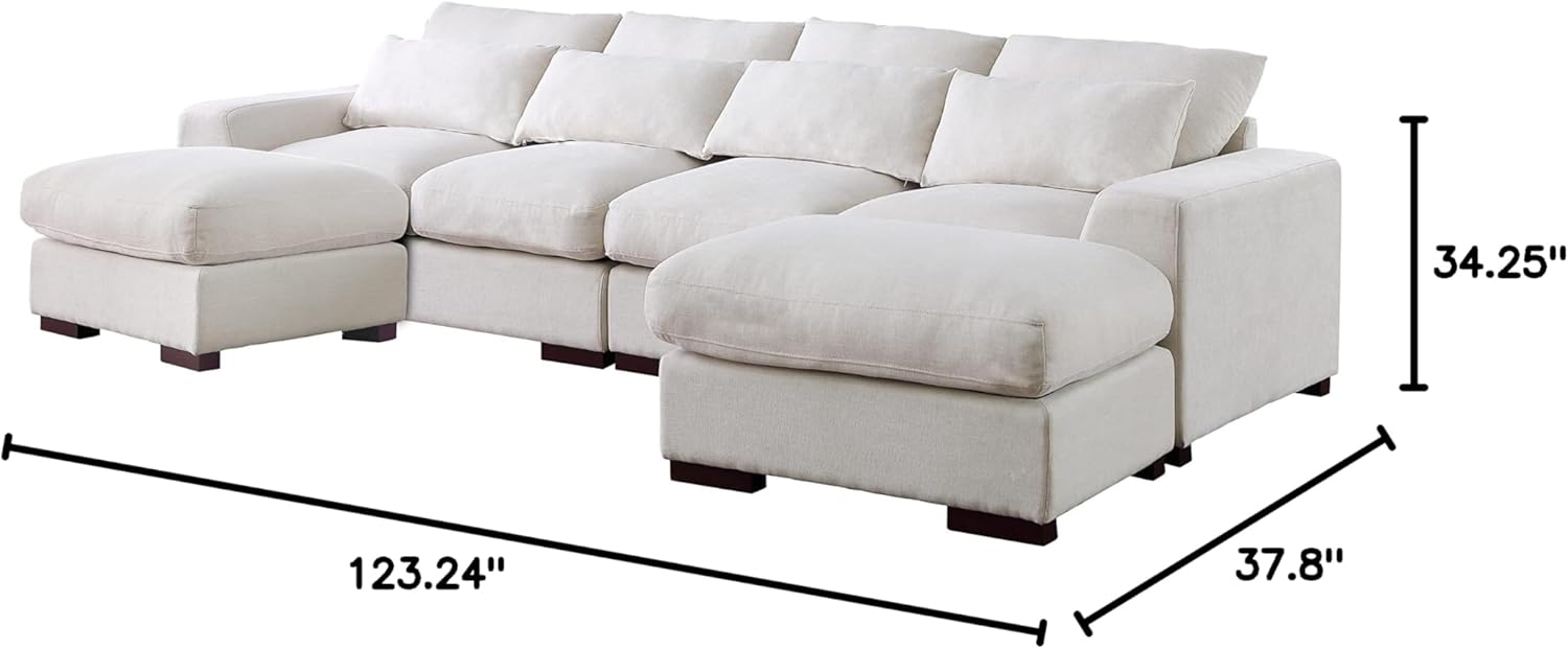 Sectional Sleeper Sofa with Storage Chaise and Pull Out Bed, Linen Tufted Upholstered Convertible Corner Couch for Living Room, Home Furniture, Apartment, 38