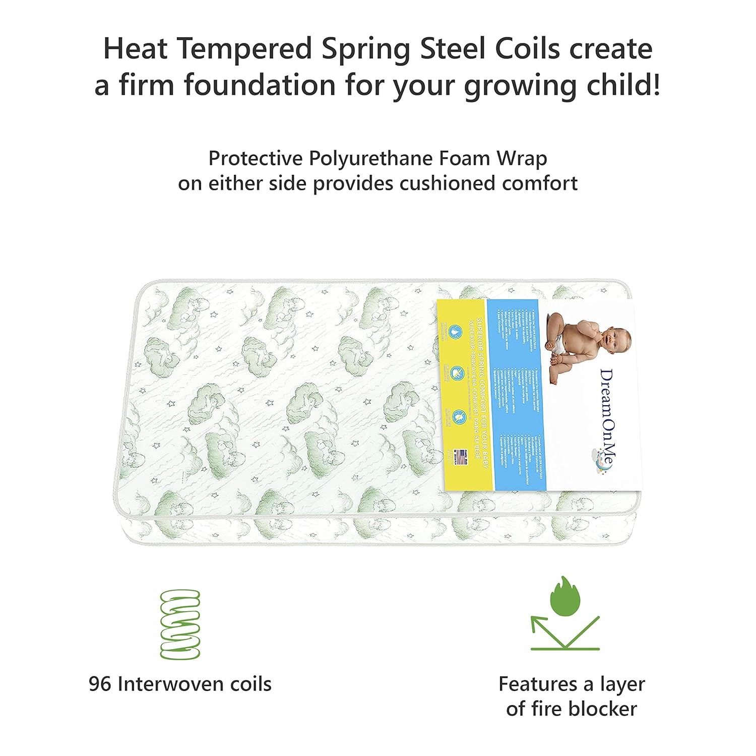 Nirvana 6” 96 Coil Inner Spring Crib And Toddler Mattress I Waterproof I Green Guard Gold Certified I 10 Years Manufacture Warranty I Vinyl Cover I Made In The U.S.A