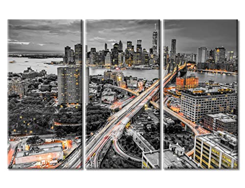 TUMOVO Austin Texas Skyline Wall Decor 3 Panels City Skyline Pictures Wall Decor for Bedroom Skyscrapers Sunset Natural Landscape Wall Decor Living Room Framed Ready to Hang (36