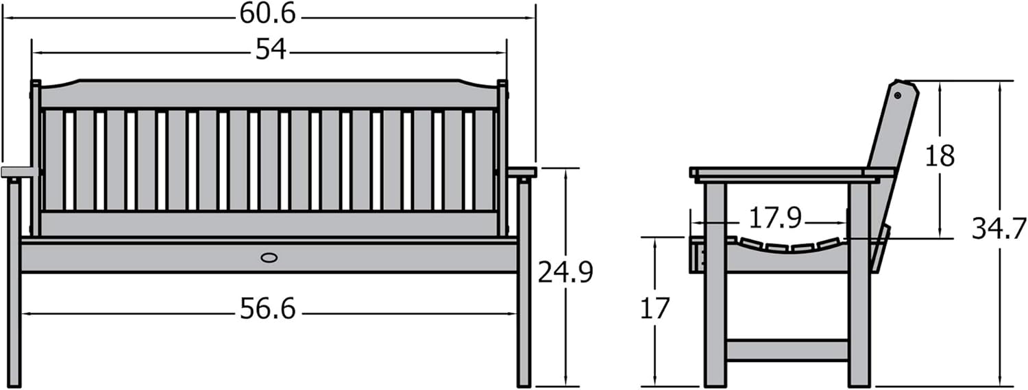 Highwood AD-BENW1-WHE Lehigh Garden Bench, 5 Feet, White