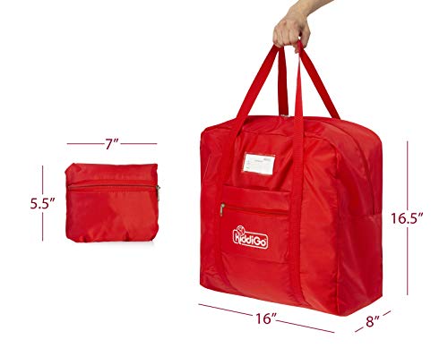 Backless Booster Seat Travel Bag - Red | Water-Resistant 600D Nylon | Fits Most Backless Booster Seats | Easy to Carry with Luggage Handle | includes ID Card Slot.