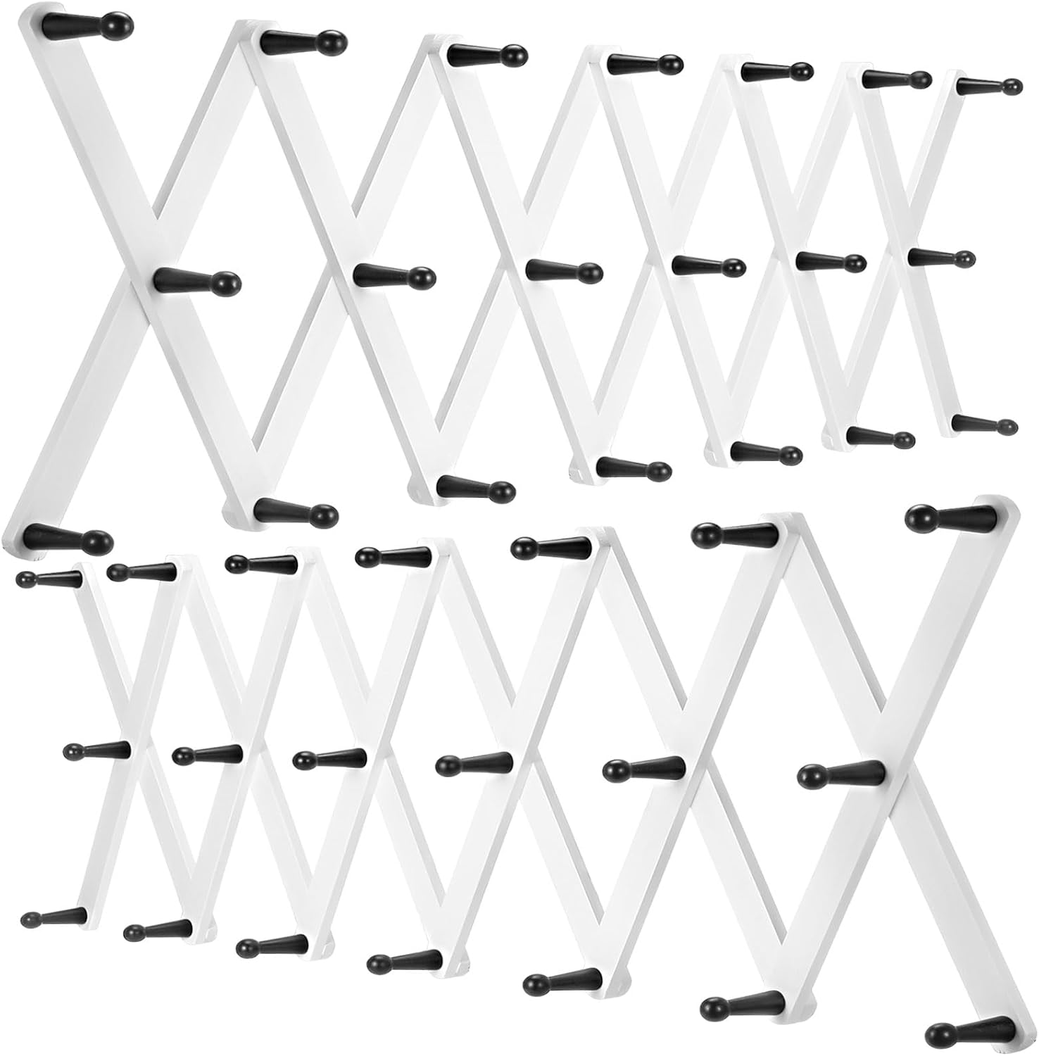 2 Pack Hat Rack Wall Mount Accordion Wall Hanger with 20 Hooks Pine Wood Coat Hanger Wall Expandable Wooden Wall Coat Rack Purse Hat Hooks for Wall Cloth 78