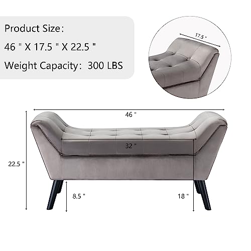 Button Tufted Ottoman Bench, Fashionable Upholstered End of Bed Bench, Comfortable Velvet Entryway Bench for Living Room, Black