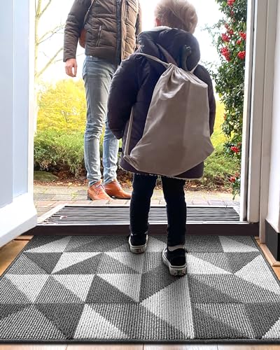 DEXI Front Door Mats for Entryway, Non Slip Washable Entry Doormat, Absorbent Resist Dirt Inside Floor Mat, Low-Profile Entrance Mat, 24