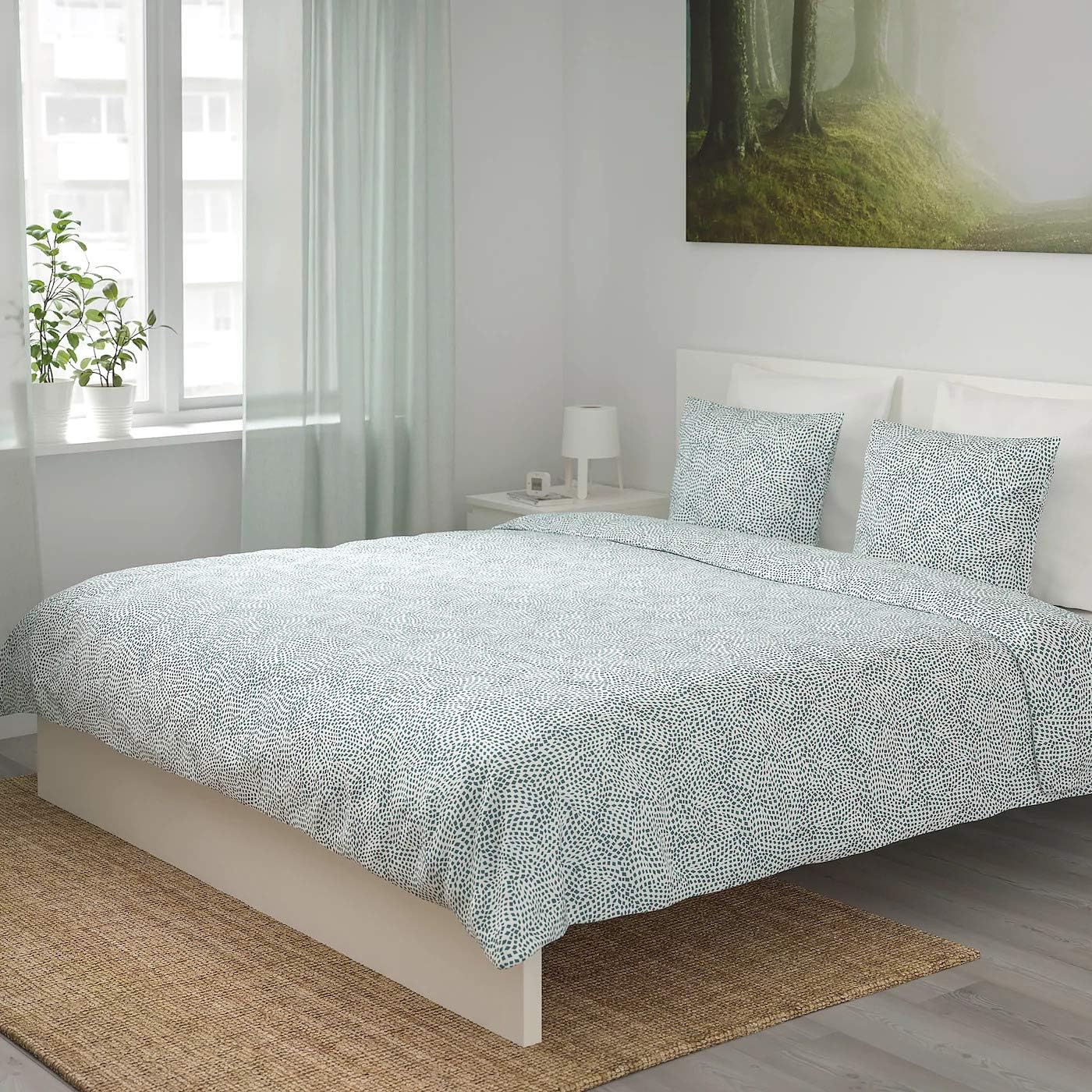 Tradkrassula Duvet Cover and Pillowcase(s) White/Blue Full/Queen (Double/Queen) 903.928.24