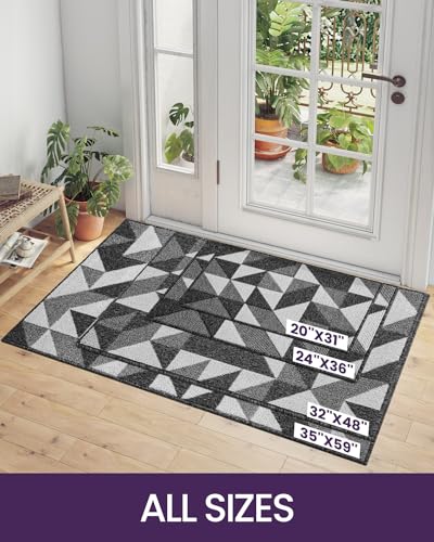 DEXI Front Door Mats for Entryway, Non Slip Washable Entry Doormat, Absorbent Resist Dirt Inside Floor Mat, Low-Profile Entrance Mat, 24