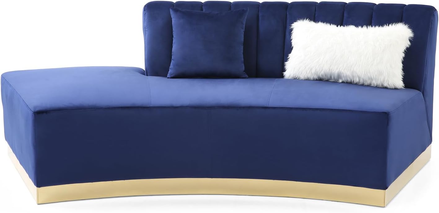Brentwood Armless Velvet Curved Sofa in Blue PF-G0432-SCH
