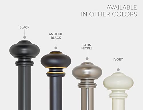 Ivilon Drapery Window Curtain Rod - Knob Design, 1 Inch Rod, 48 to 86 Inch. Satin Nickel