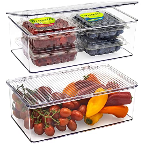 Sorbus Fridge Organizer & Pantry Storage with Lids- Clear Plastic Freezer Organizer Bins- MultiPurpose & Versatile Stackable Cabinet Organizers- Cosmetics,Office Supplies,Food Snack Organizers- 2 Pack