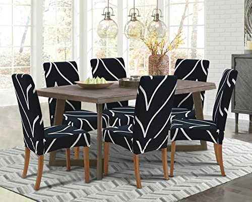 SPRINGRICO Chair Covers for Dining Room Set of 4, Stretch Dining Chair Cover, Washable Spandex Kitchen Parsons Chair Slipcovers, Removable Seat Protector for Home or Party (4 Pack, Floral Beige)