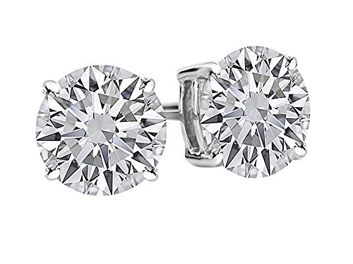 1/4-2 Carat Total Weight Round Diamond Stud Earrings 4 Prong Screw Back (H-I Color SI2-I1 Clarity)
