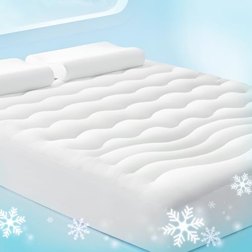 Bedsure Breescape Cooling Mattress Pad - Quilted Twin XL Waterproof Mattress Protector for College Dorm, Soft Fluffy Mattress Topper, Deep Pocket Fits 8