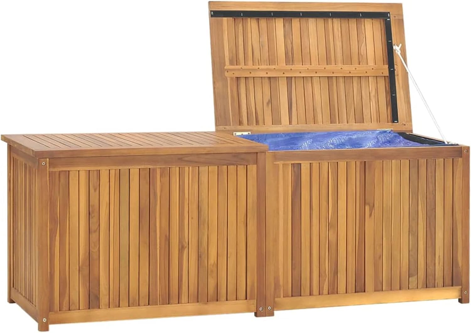 Patio Storage Box, Large Outdoor Wooden Storage Deck Box, with Water-proof Lining, 59.1