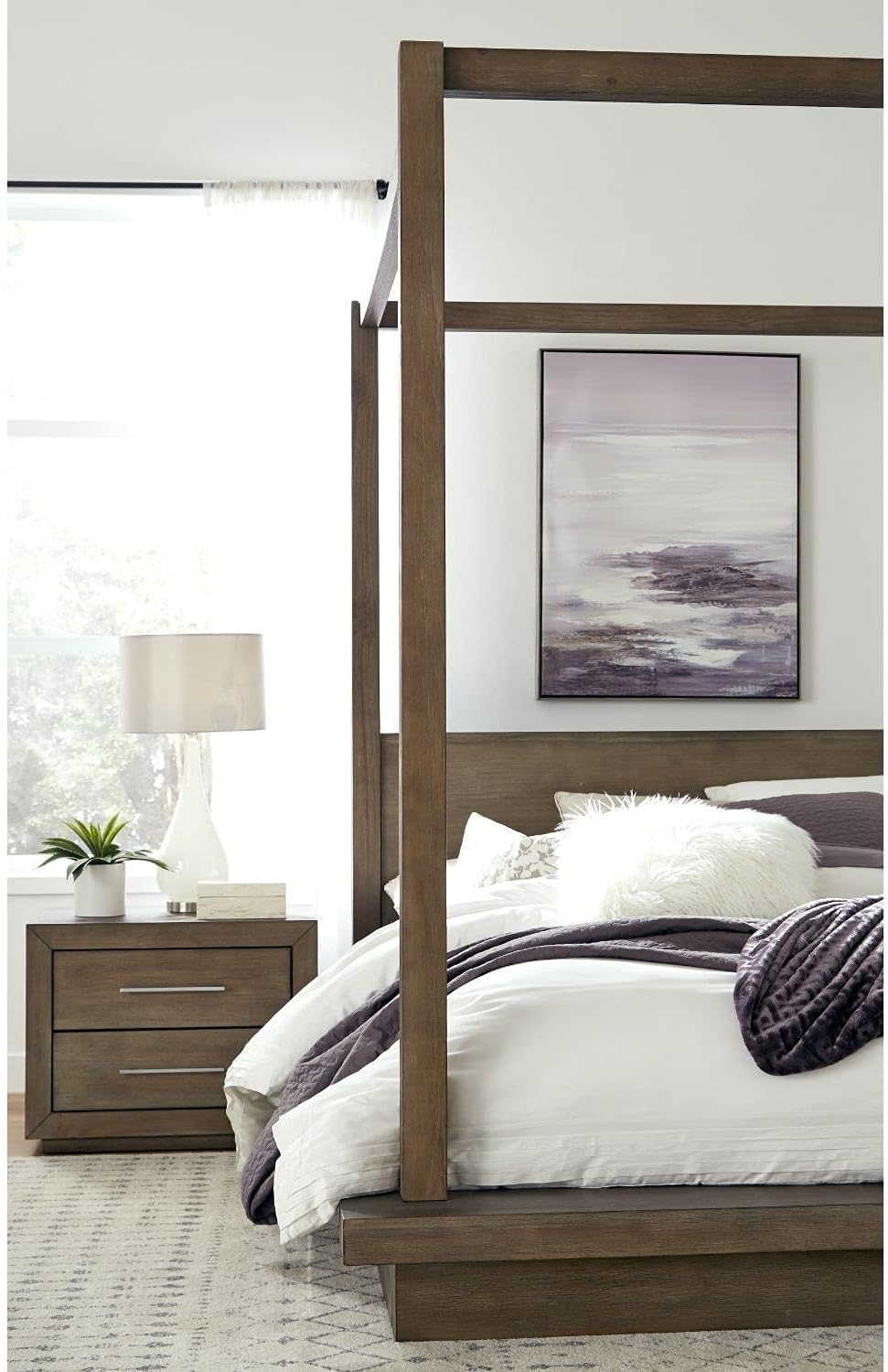 Modus Melbourne Two Drawer Nightstand with USB in Dark Pine