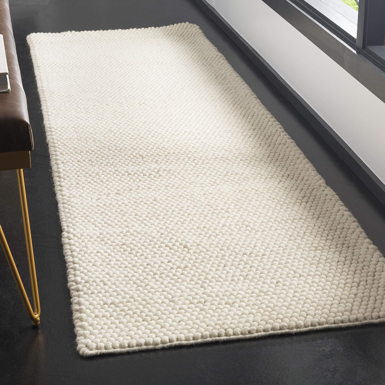 SAFAVIEH Natura Collection Runner Rug - 2' x 12', Ivory, Handmade Wool, Ideal for High Traffic Areas in Living Room, Bedroom (NAT620A)