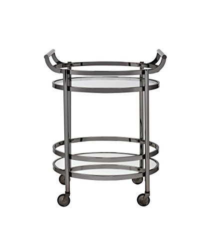 Acme Lakelyn Metal Frame Serving Cart with Bottom Shelf in Glass and Bronze