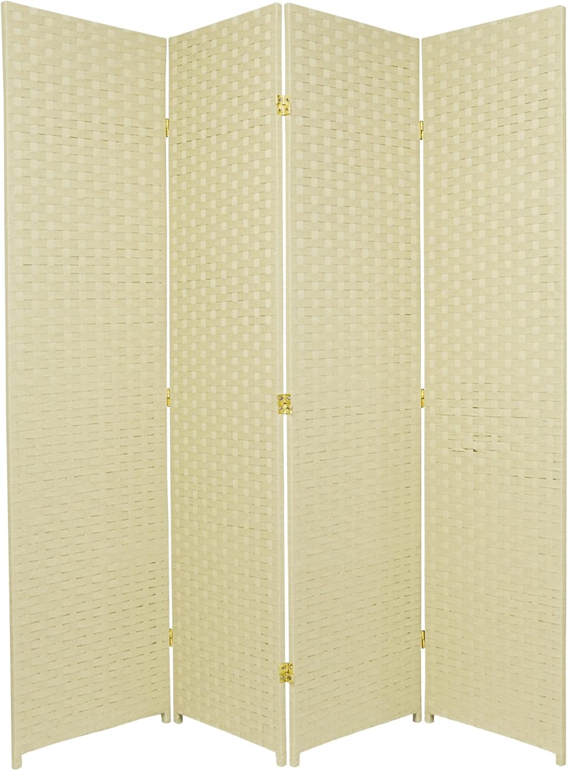 Oriental Furniture 6 ft. Tall Woven Fiber Room Divider - 4 Panel - Cream