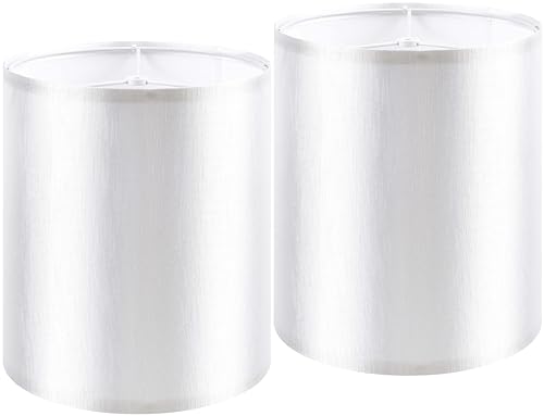 Set of 2 Tall Drum Fabric Shades for Table and Floor Lamps, 9.8
