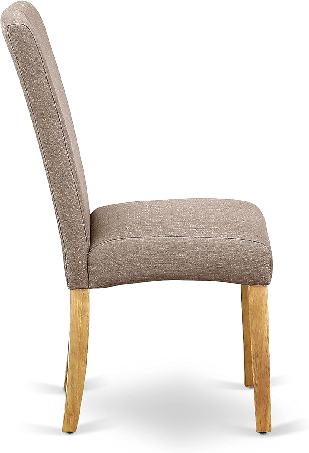 East West Furniture Antique 5 Piece Dining Set Includes a Round Kitchen Table with Pedestal and 4 Dark Khaki Linen Fabric Upholstered Parson Chairs, 36x36 Inch, Oak