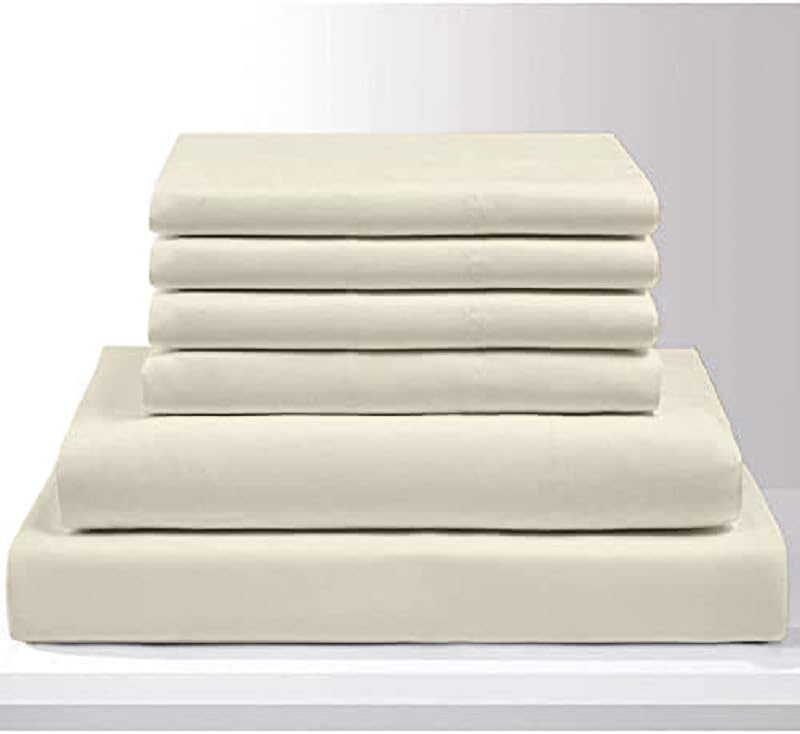 Queen Size Sheet Set - 6 Piece Set - Extra - Deep Pockets - 600-Thread-Count 100% Egyptian Cotton White Solid Bed Sheets - Queens Sheets - 6 PC