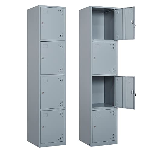 Letaya Locker for Employees,Metal Storage Lockers 2 Door Clothes Organizer Cabinet for Work,School,Gym,Home,Office,Staff,Kid Room (Grey)