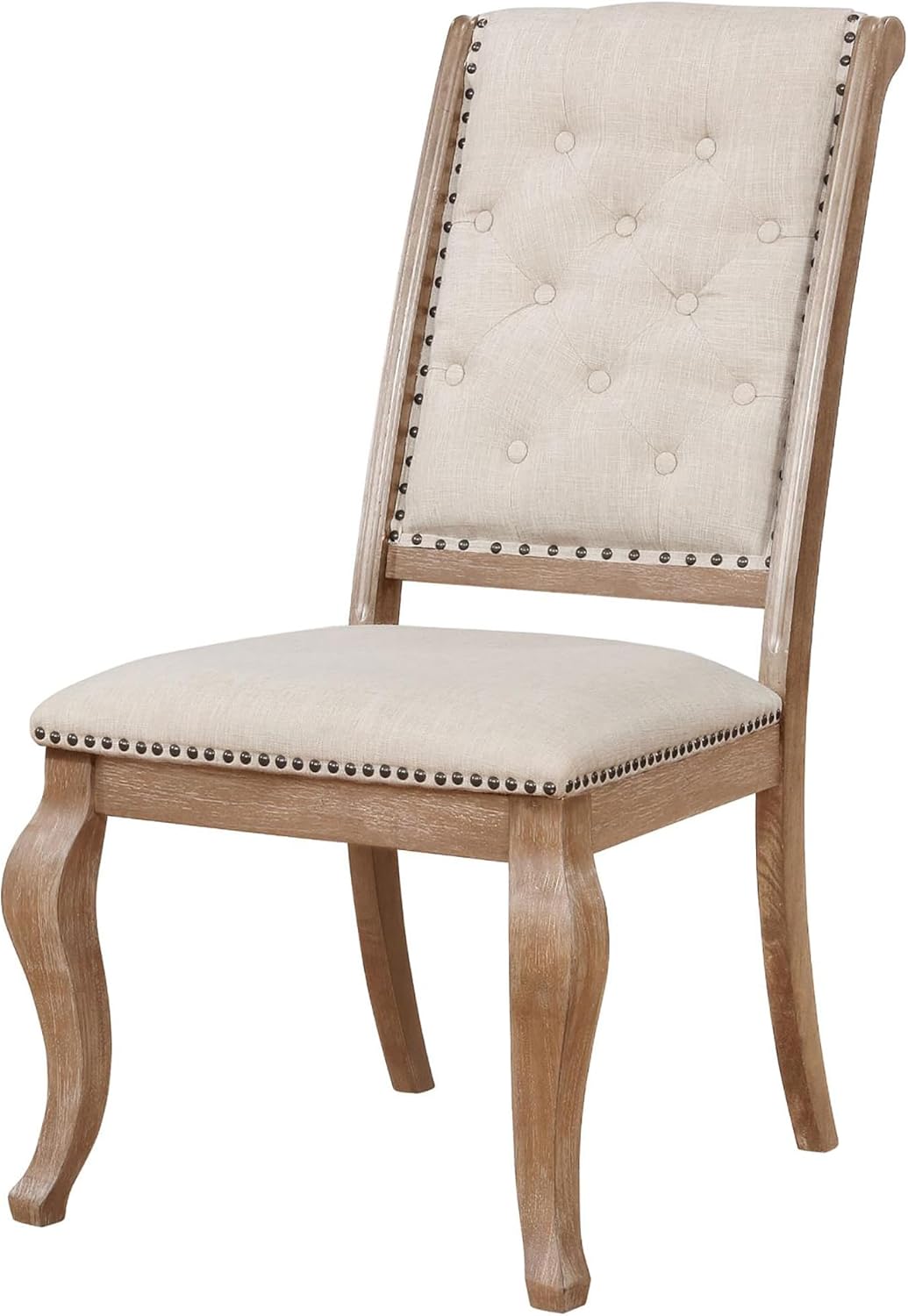 Cream and Barley Brown Tufted Back Dining Chair (Set of 2)