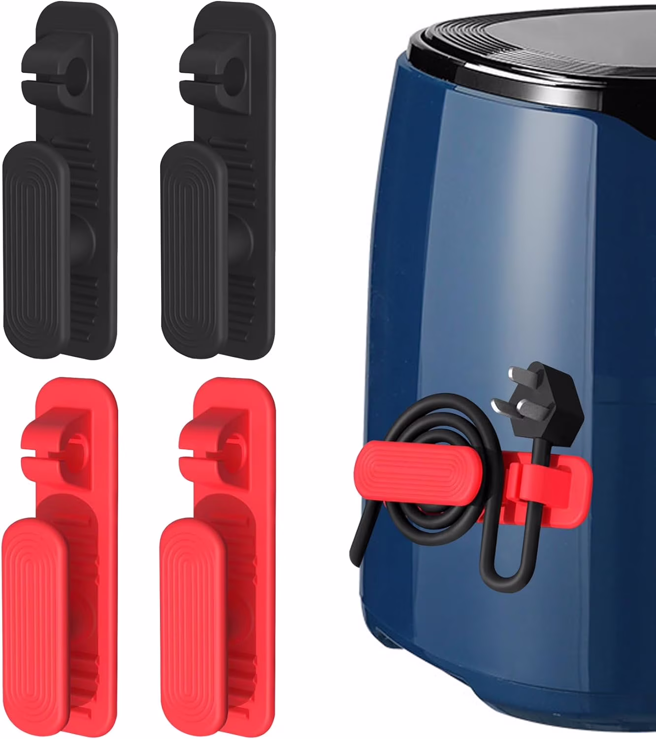 Cord Organizer for Kitchen Appliances,Adhesive Cord Wrapper Cord Holder Cord Keeper Kitchen Gadgets Accessories (Black+Red,4pack)