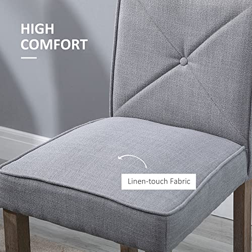 HOMCOM Modern Bar Stools Set of 2, Upholstered Bar Height Kitchen Stools with Build-in Footrest, Solid Wood Legs, Beige