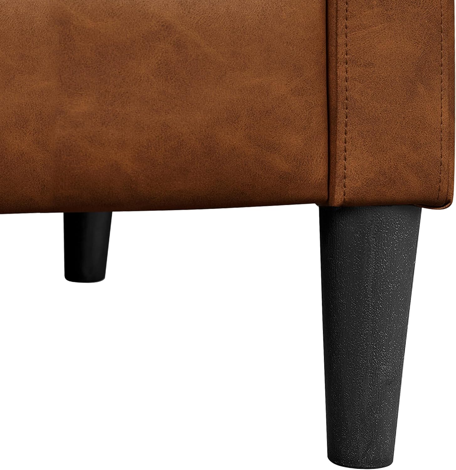 Topeakmart Faux Leather Recliner Sofa Mid-Century Modern Single Reclining Chair Adjustable Back & Footrest Tufted Upholstered Sofa with Pocket Spring Living Room Bedroom Home Theater 2 Pieces Brown