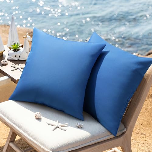 Phantoscope Pack of 2 Premium Dual Usage Outdoor Pillow Inserts, Waterproof Throw Pillows No Cover Needed, Colorful Decorative Couch Sham Cushion Stuffer Patio Couch Tent, Light Blue 18 x 18 Inches