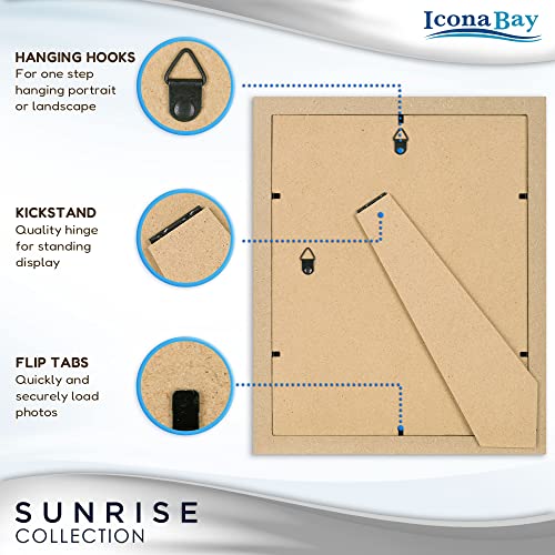 Icona Bay - 8x10 Mat to 5x7 White Picture Frame - Painted Solid One-Piece Wood Composite, Modern Farmhouse - Sunrise Collection