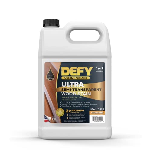 DEFY Ultra Semi Transparent Exterior Wood Stain - Premium Stain & Sealer, 1 Gallon (Cedar Tone)