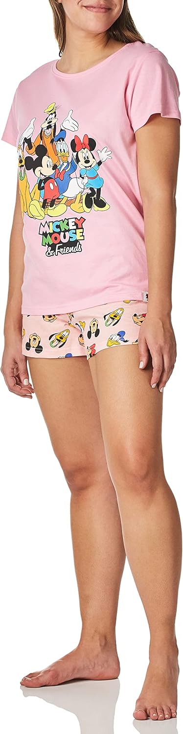 Disney Womens Mickey Mouse Minnie Mouse and Friends Pajamas Pink Small
