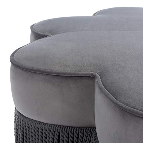 Safavieh Home Tanith Dark Grey Velvet Flower Ottoman