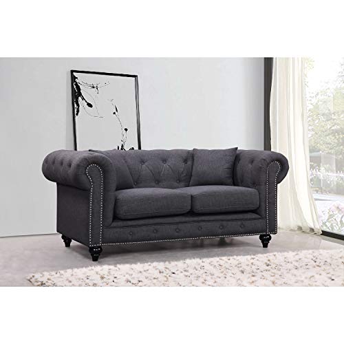 Meridian Furniture Chesterfield Velvet Loveseat Grey