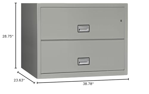 Phoenix Lateral 31 inch 2-Drawer Fireproof File Cabinet with Key Lock, Water Seal, Black, LAT2W31B