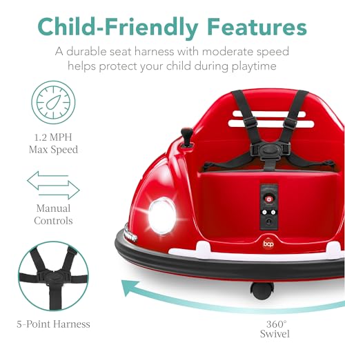 Best Choice Products 6V Electric Kids Ride On Bumpin Bumper Car, 1.5-6 Years Old, Parent Remote Control, 360 Degree Spin, Lights, Sounds - Pink