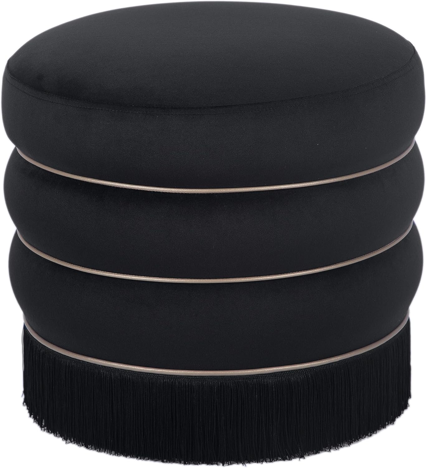 TOV Furniture Lakka Black Velvet Ottoman
