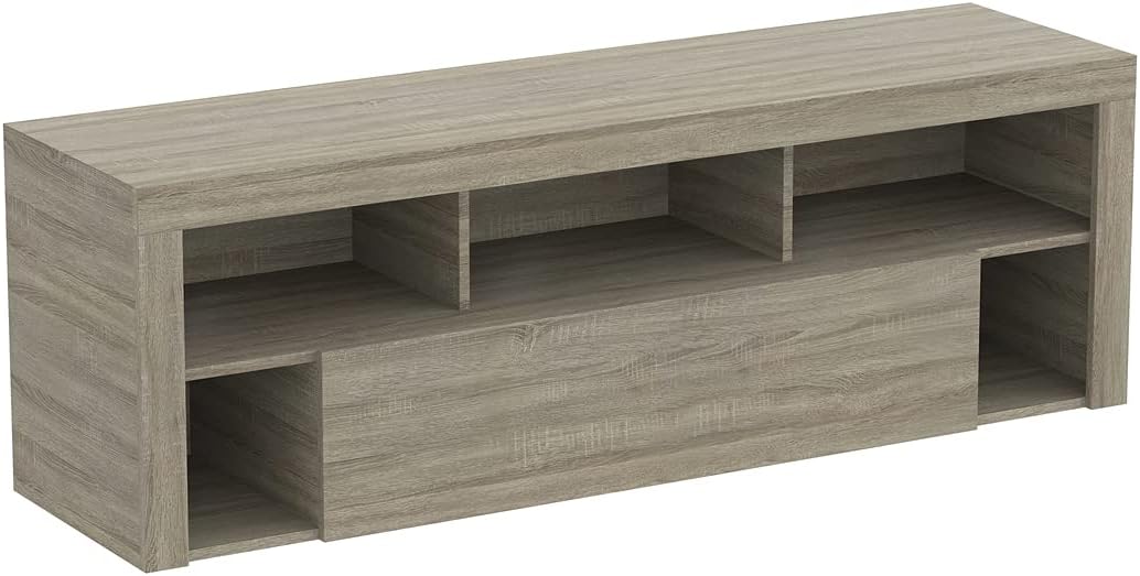 Safdie & Co. Dark Taupe 1 Big Drawer 5 Shelves TV Stand, Beige
