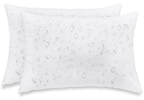Utopia Bedding Outdoor Pillow Inserts 18 x 18 Inches (Pack of 2, White), Water Resistant Garden Throw Pillows for Patio and Porch Furniture
