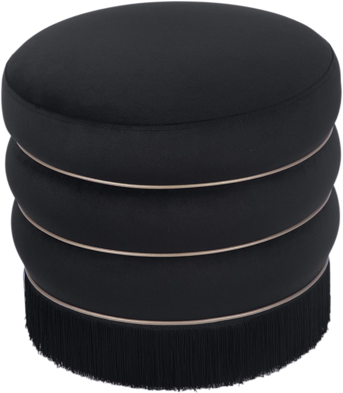 TOV Furniture Lakka Black Velvet Ottoman