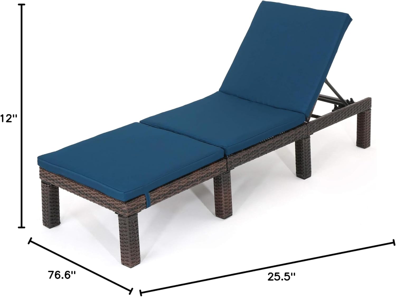 Christopher Knight Home Jamaica Outdoor Wicker Chaise Lounge with Water Resistant Cushion, Multibrown / Blue