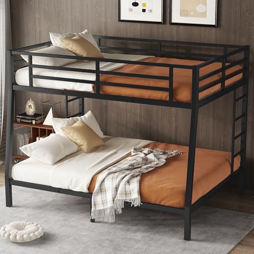 Bellemave Full Bunk Bed with Desk and Drawers, Full over Full, Black