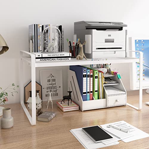 2 Pack Cabinet Shelf Mesh Storage Organizer Stackable Countertop Racks for Kitchen Pantry Cupboard Under Sink Office Table Coated Heavy Duty Metal Frame Nonslip (Black)