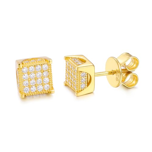 S925 Sterling Silver Square Diamond Stud Earrings | 1.5ct D-Color VVS1 | Luxury Occasion Wear for Women