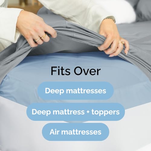 Extra Deep Queen Fitted Sheet - Hotel Luxury Single Fitted Sheet Only - Easily Fits 18 inch to 24 inch Mattress - Soft, Wrinkle Free, Breathable & Comfy Extra Deep Pockets Dark Grey Fitted Sheet