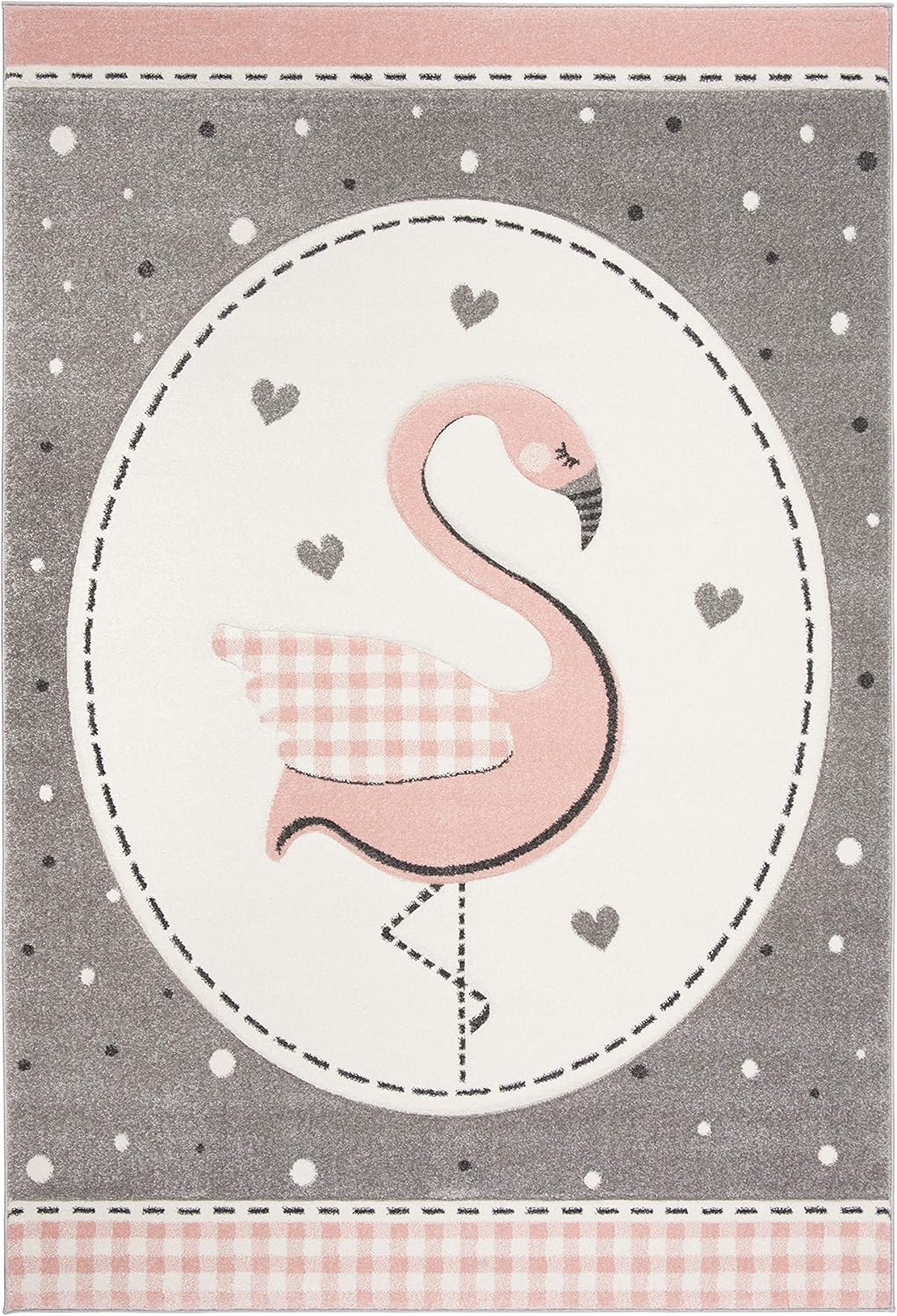 SAFAVIEH Carousel Kids Collection Area Rug - 8' x 10', Pink & Ivory, Non-Shedding & Easy Care, Ideal for High Traffic Areas for Boys & Girls in Playroom, Nursery, Bedroom (CRK154P)