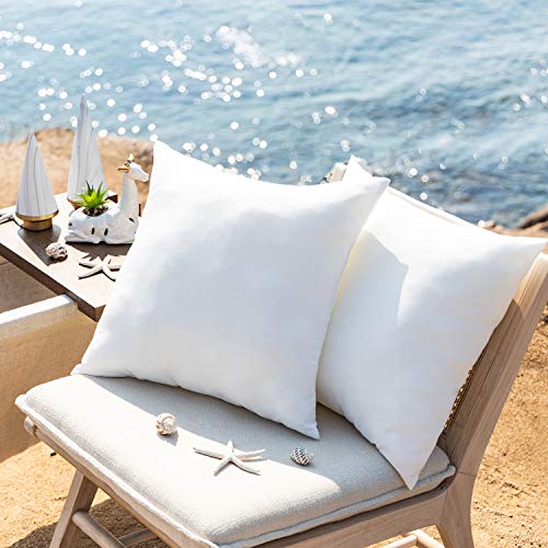 Phantoscope Premium Outdoor Pillow Inserts - Pack of 2 Square Form Water Resistant Polyester Throw Pillows, Couch Sham Cushion Stuffer, 18 X 18 inches